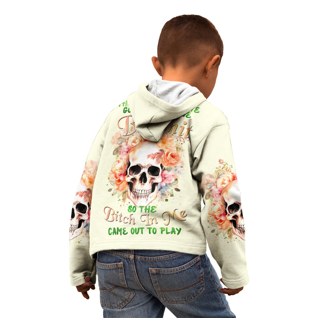 Rose Skull Kid Hoodie The Good Girl In Me Got Tired Of The Bullshit - Wonder Print Shop
