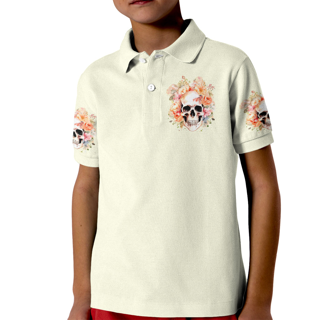 Rose Skull Kid Polo Shirt The Good Girl In Me Got Tired Of The Bullshit - Wonder Print Shop