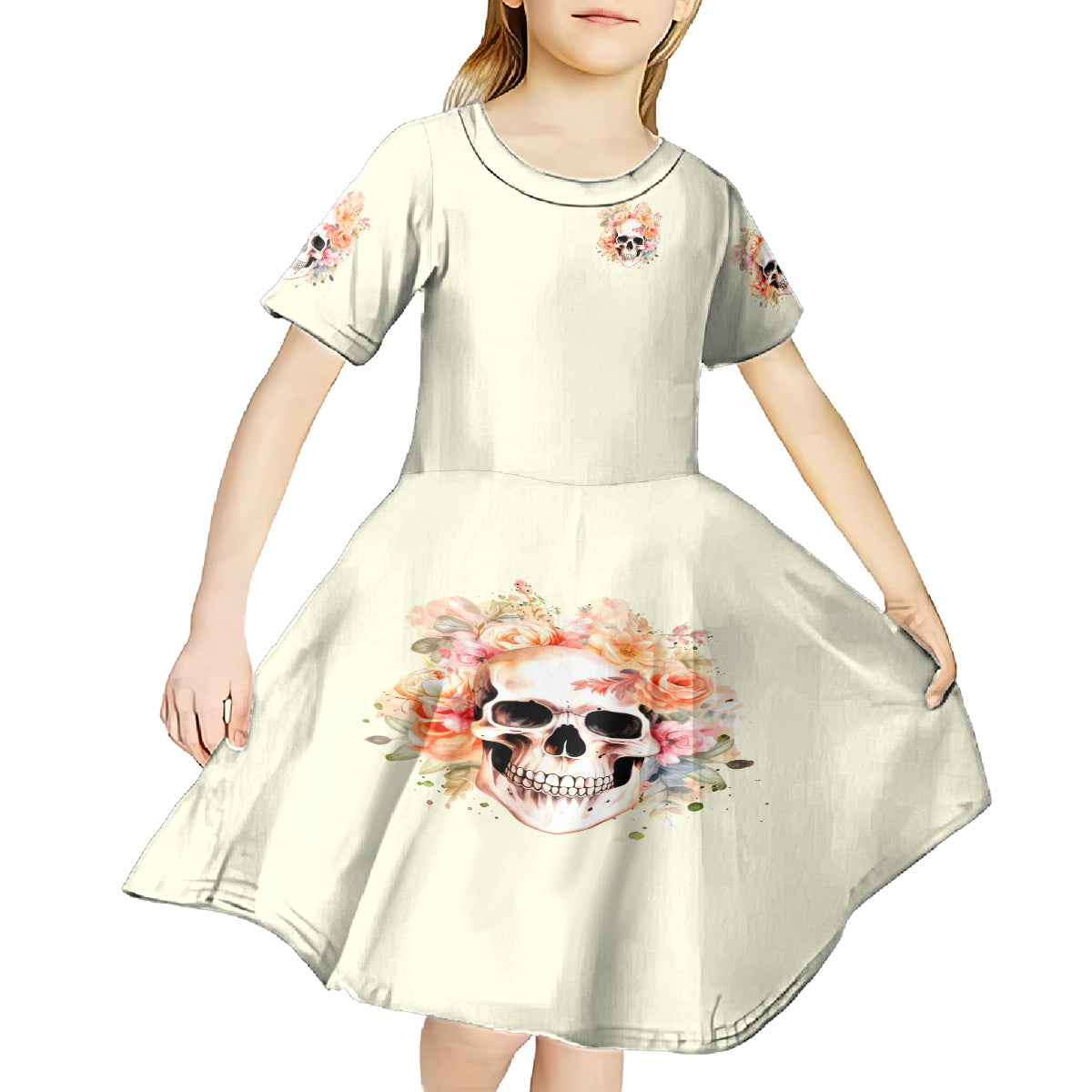 Rose Skull Kid Short Sleeve Dress The Good Girl In Me Got Tired Of The Bullshit - Wonder Print Shop
