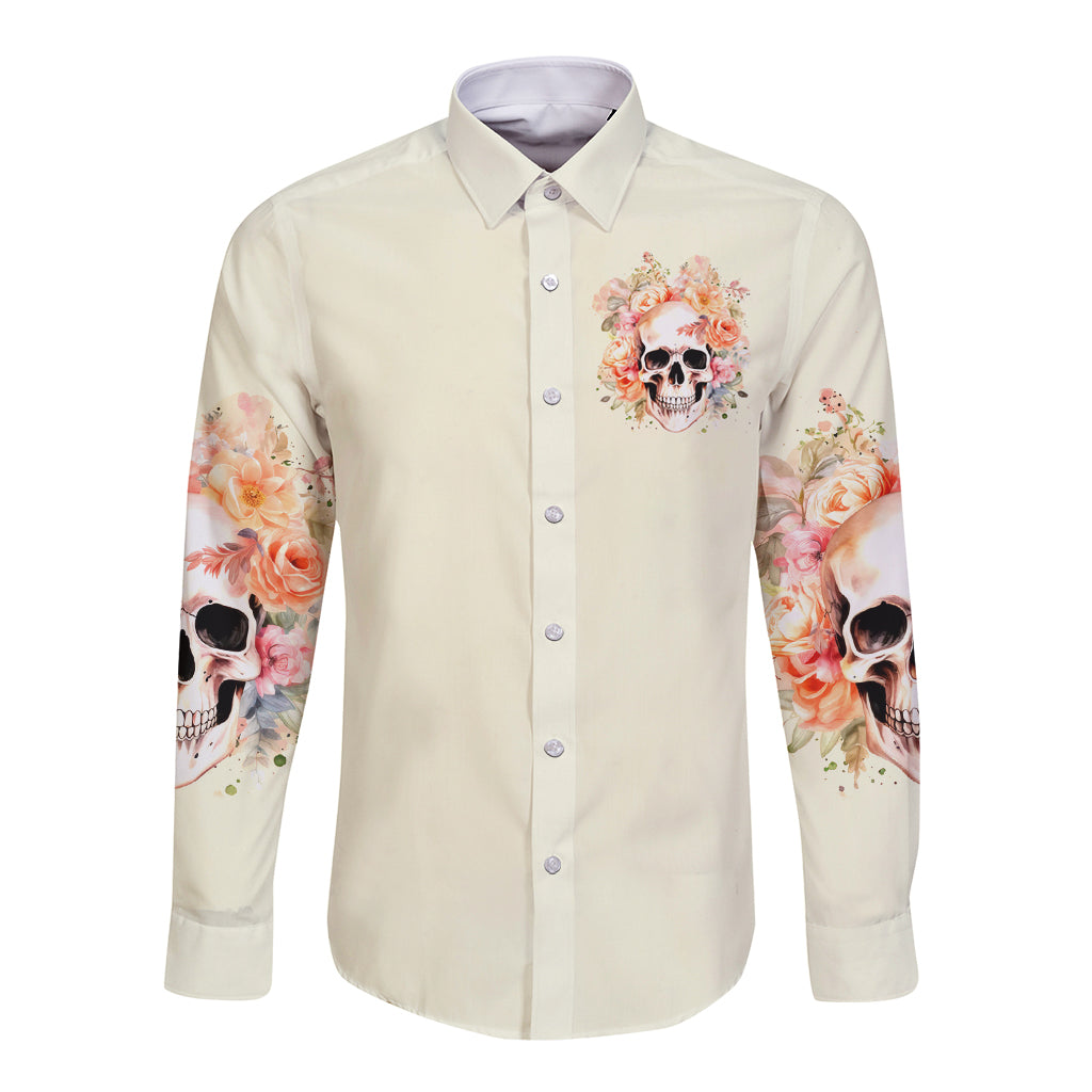 Rose Skull Long Sleeve Button Shirt The Good Girl In Me Got Tired Of The Bullshit - Wonder Print Shop