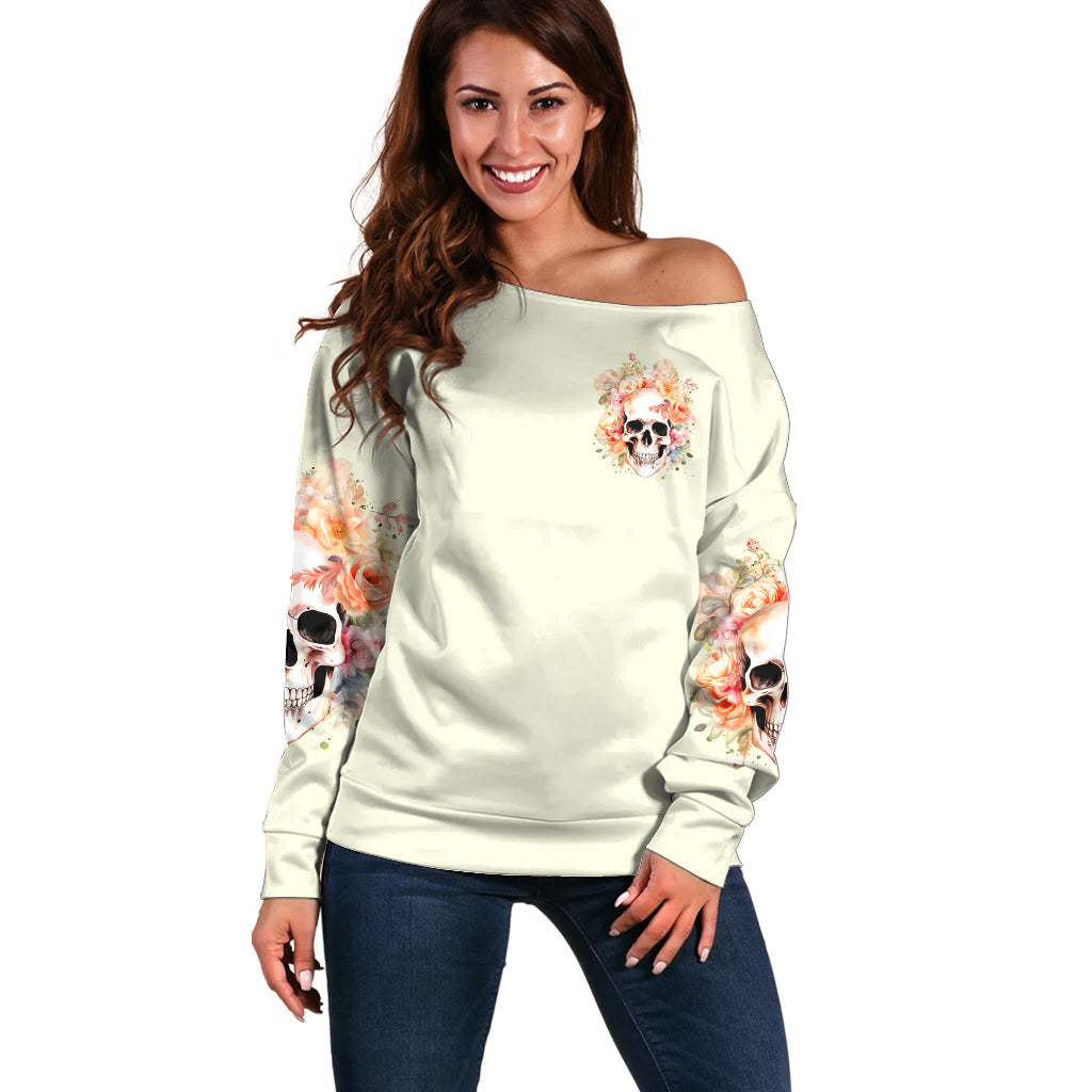 Rose Skull Off Shoulder Sweater The Good Girl In Me Got Tired Of The Bullshit - Wonder Print Shop