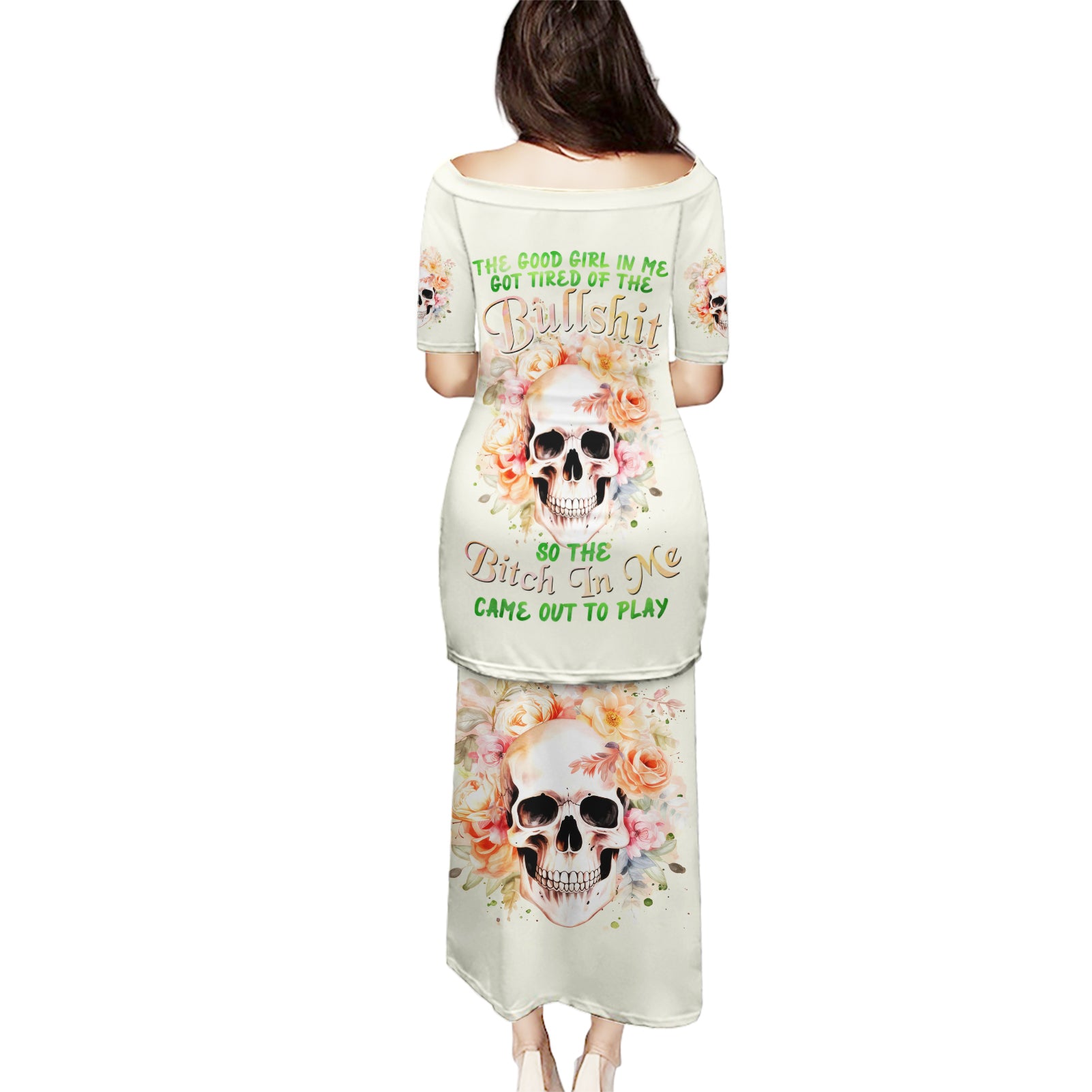 Rose Skull Puletasi The Good Girl In Me Got Tired Of The Bullshit - Wonder Print Shop