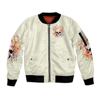 Rose Skull Sleeve Zip Bomber Jacket The Good Girl In Me Got Tired Of The Bullshit - Wonder Print Shop