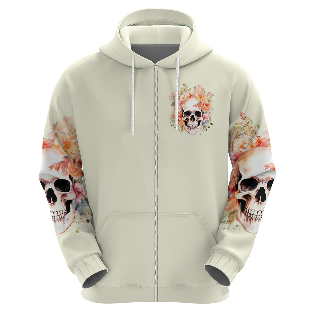 Rose Skull Zip Hoodie The Good Girl In Me Got Tired Of The Bullshit - Wonder Print Shop