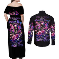 Fairy Skull Couples Matching Off Shoulder Maxi Dress and Long Sleeve Button Shirt Let Karma Handle Their Fate - Wonder Print Shop