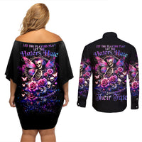 Fairy Skull Couples Matching Off Shoulder Short Dress and Long Sleeve Button Shirt Let Karma Handle Their Fate - Wonder Print Shop