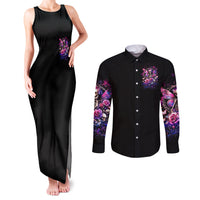 Fairy Skull Couples Matching Tank Maxi Dress and Long Sleeve Button Shirt Let Karma Handle Their Fate - Wonder Print Shop