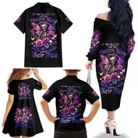Fairy Skull Family Matching Off Shoulder Long Sleeve Dress and Hawaiian Shirt Let Karma Handle Their Fate - Wonder Print Shop