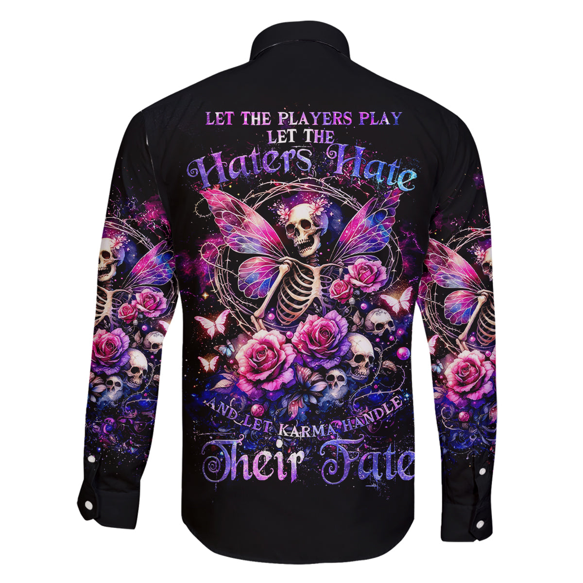 Fairy Skull Family Matching Off Shoulder Short Dress and Hawaiian Shirt Let Karma Handle Their Fate - Wonder Print Shop