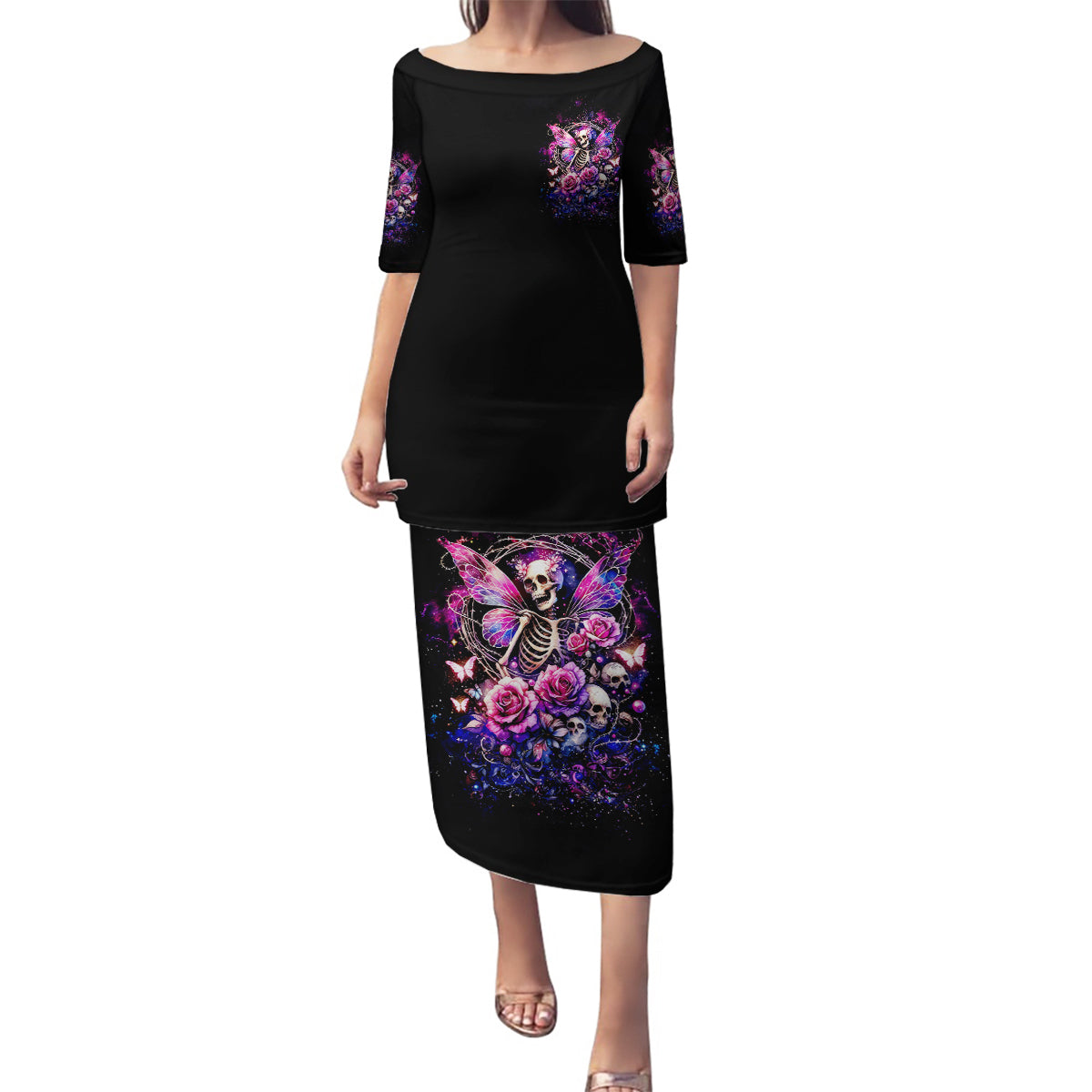 Fairy Skull Family Matching Puletasi and Hawaiian Shirt Let Karma Handle Their Fate - Wonder Print Shop