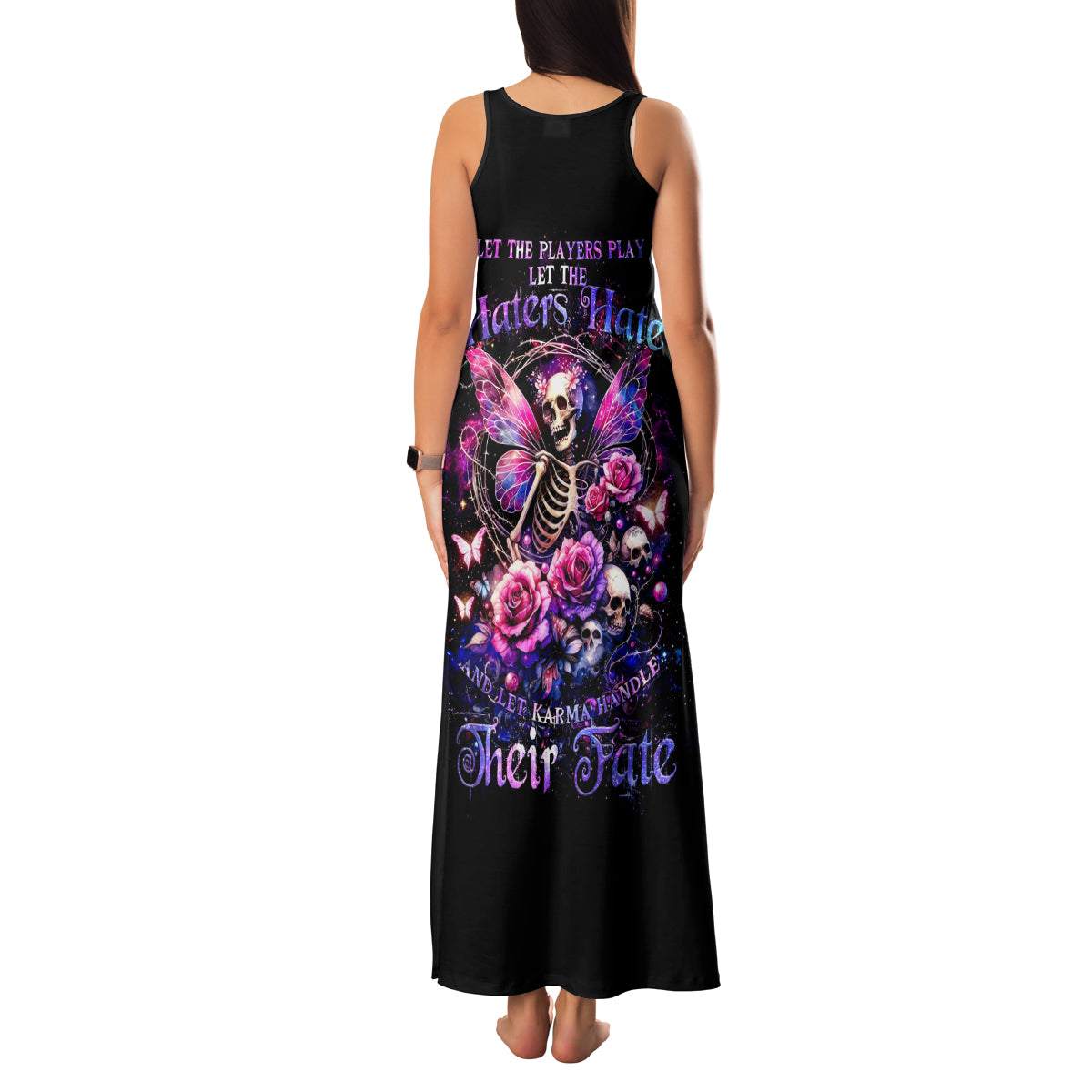 Fairy Skull Family Matching Tank Maxi Dress and Hawaiian Shirt Let Karma Handle Their Fate - Wonder Print Shop