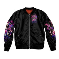 Fairy Skull Sleeve Zip Bomber Jacket Let Karma Handle Their Fate - Wonder Print Shop