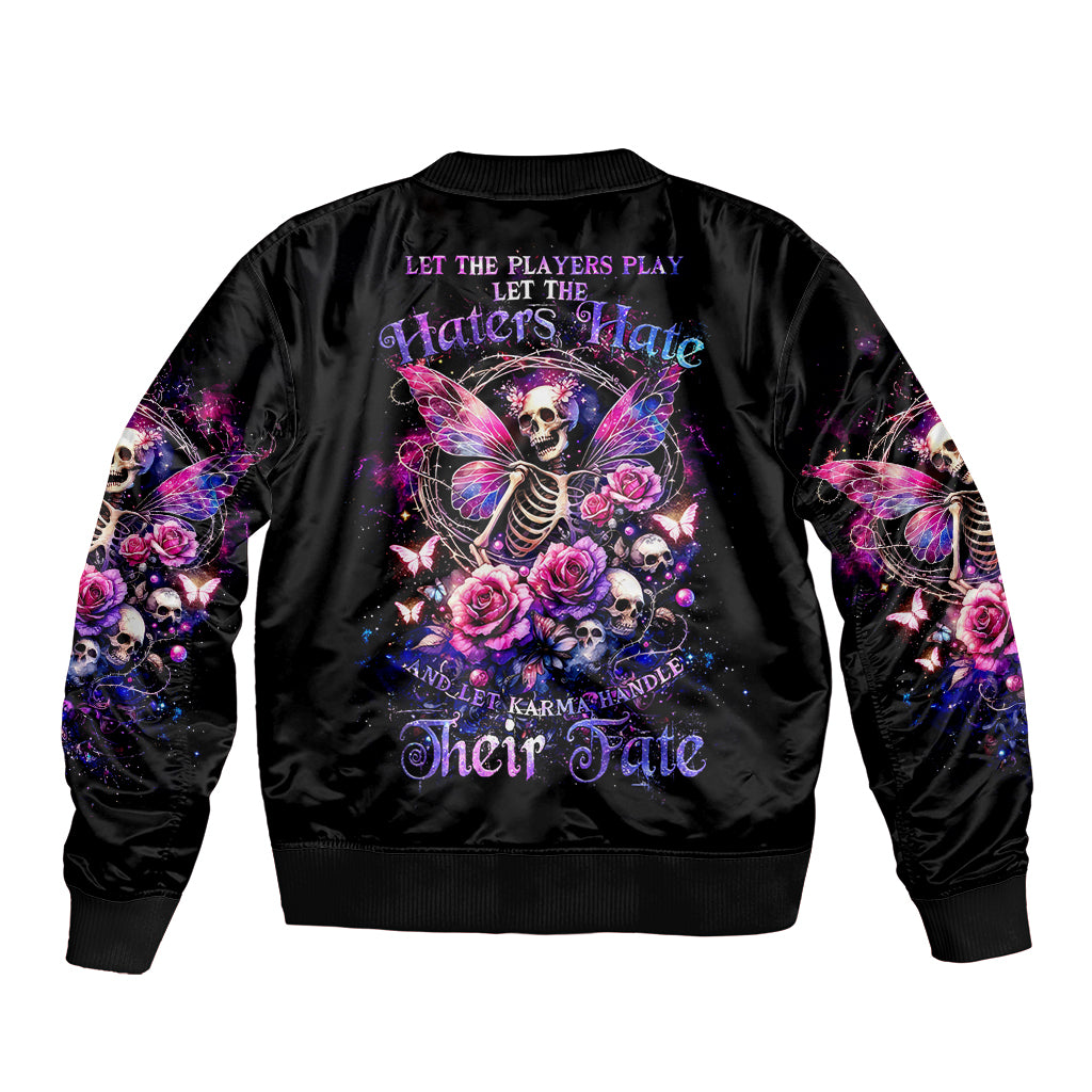 Fairy Skull Sleeve Zip Bomber Jacket Let Karma Handle Their Fate - Wonder Print Shop