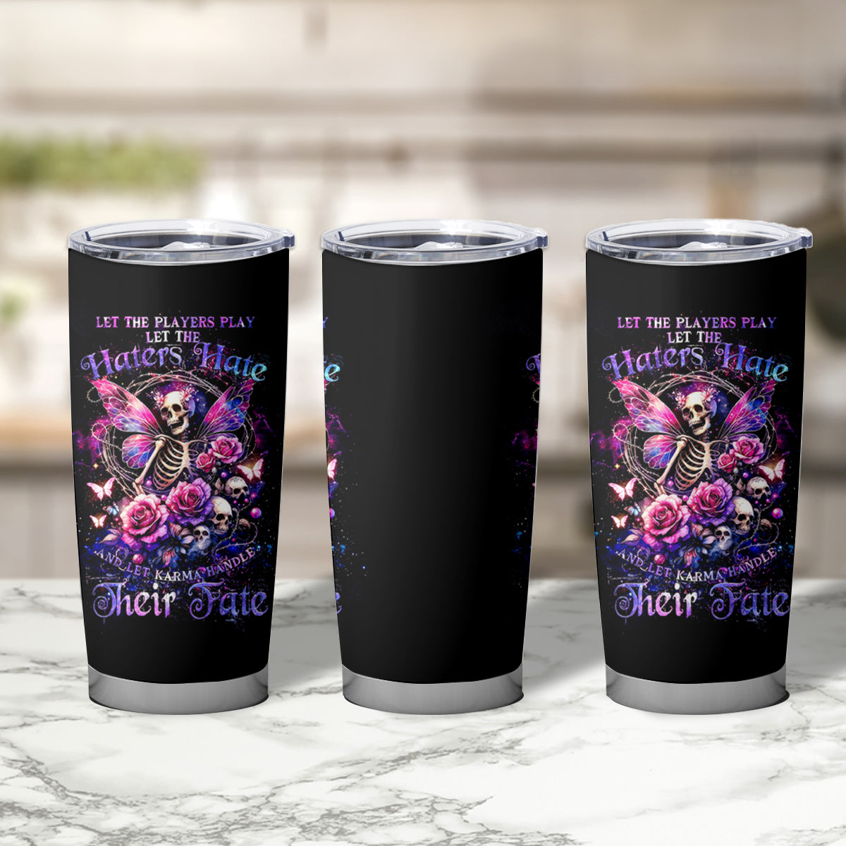 Fairy Skull Tumbler Cup Let Karma Handle Their Fate - Wonder Print Shop