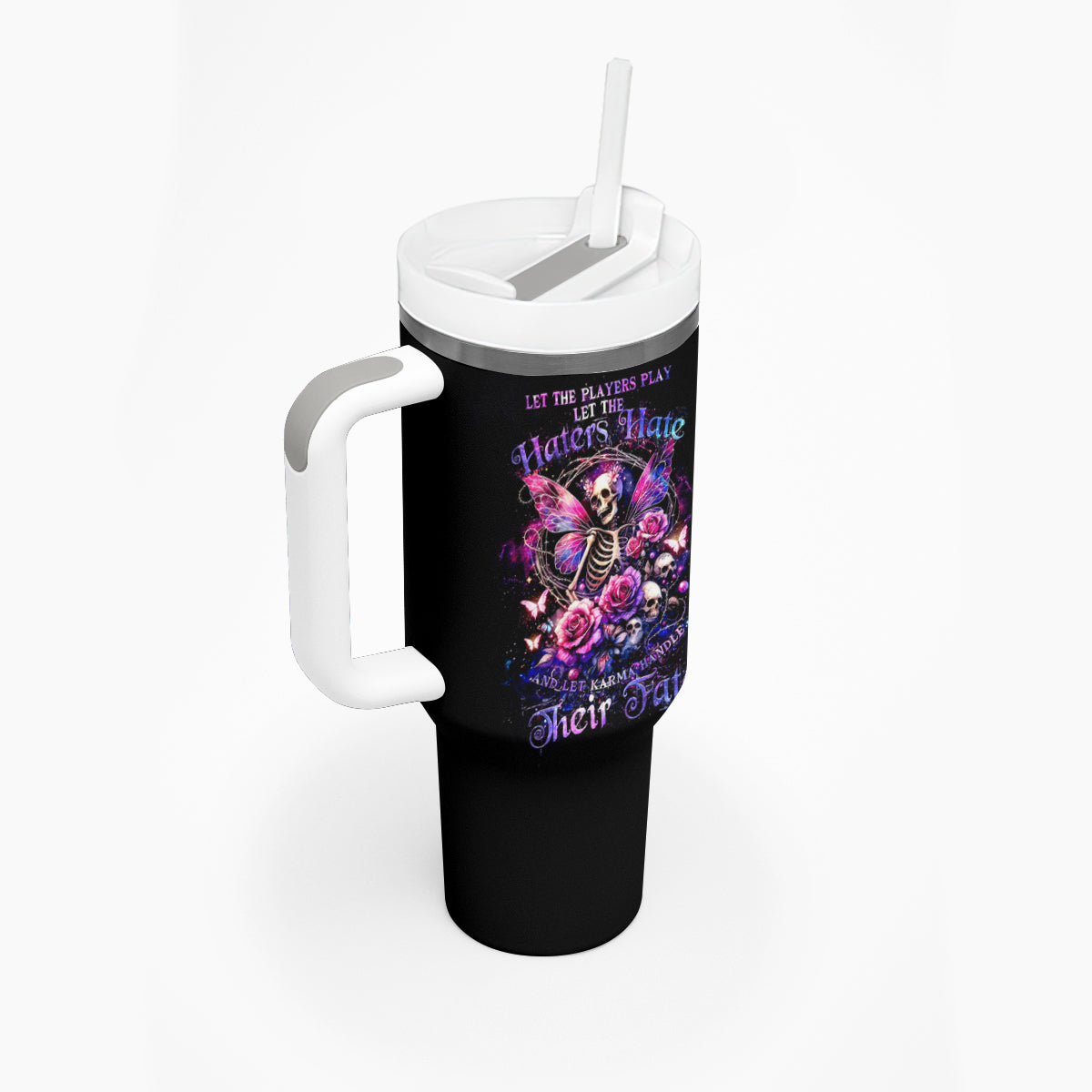 Fairy Skull Tumbler With Handle Let Karma Handle Their Fate - Wonder Print Shop