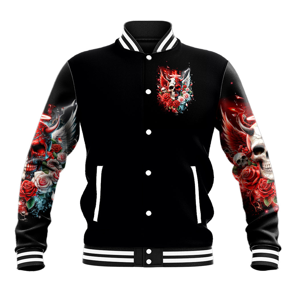 Evil Angel Skull Baseball Jacket Even The Devil Was Once An Angel - Wonder Print Shop