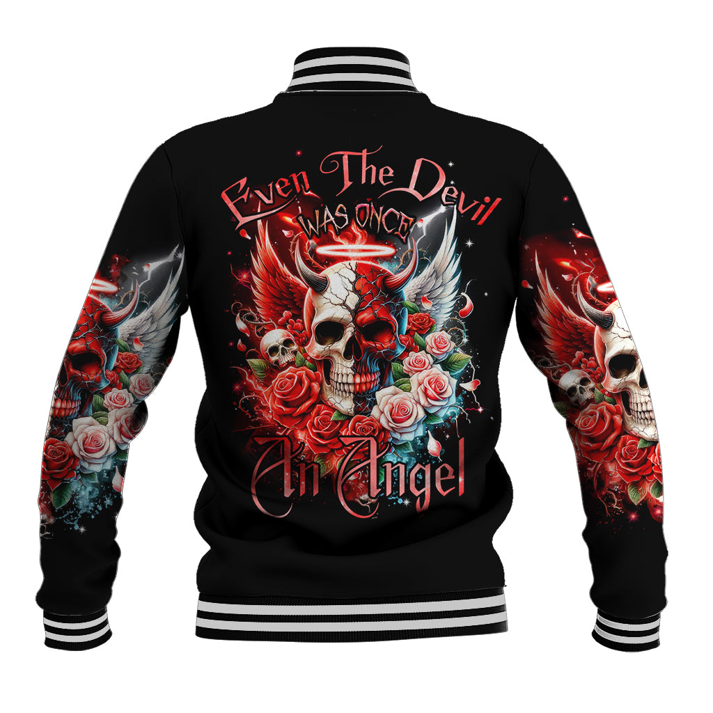 Evil Angel Skull Baseball Jacket Even The Devil Was Once An Angel - Wonder Print Shop