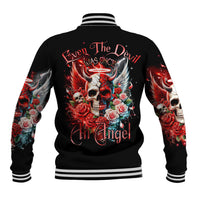 Evil Angel Skull Baseball Jacket Even The Devil Was Once An Angel - Wonder Print Shop