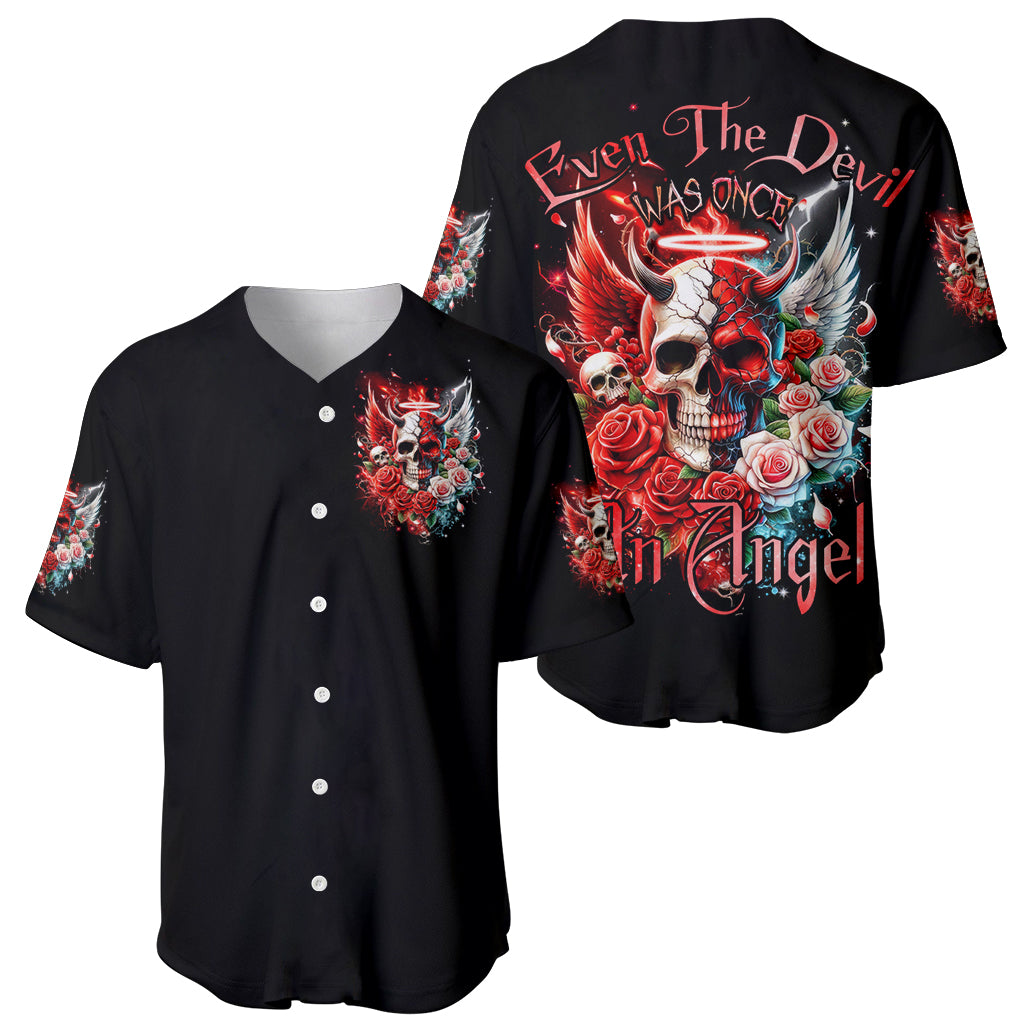Evil Angel Skull Baseball Jersey Even The Devil Was Once An Angel - Wonder Print Shop