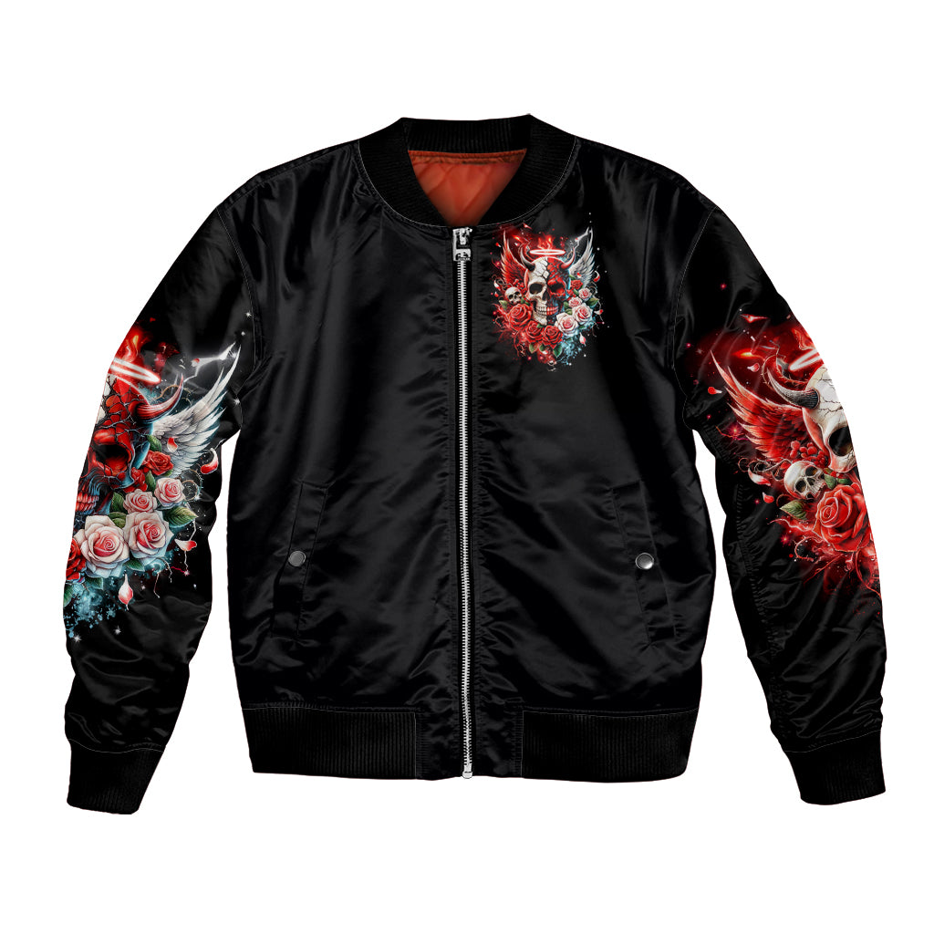Evil Angel Skull Bomber Jacket Even The Devil Was Once An Angel - Wonder Print Shop