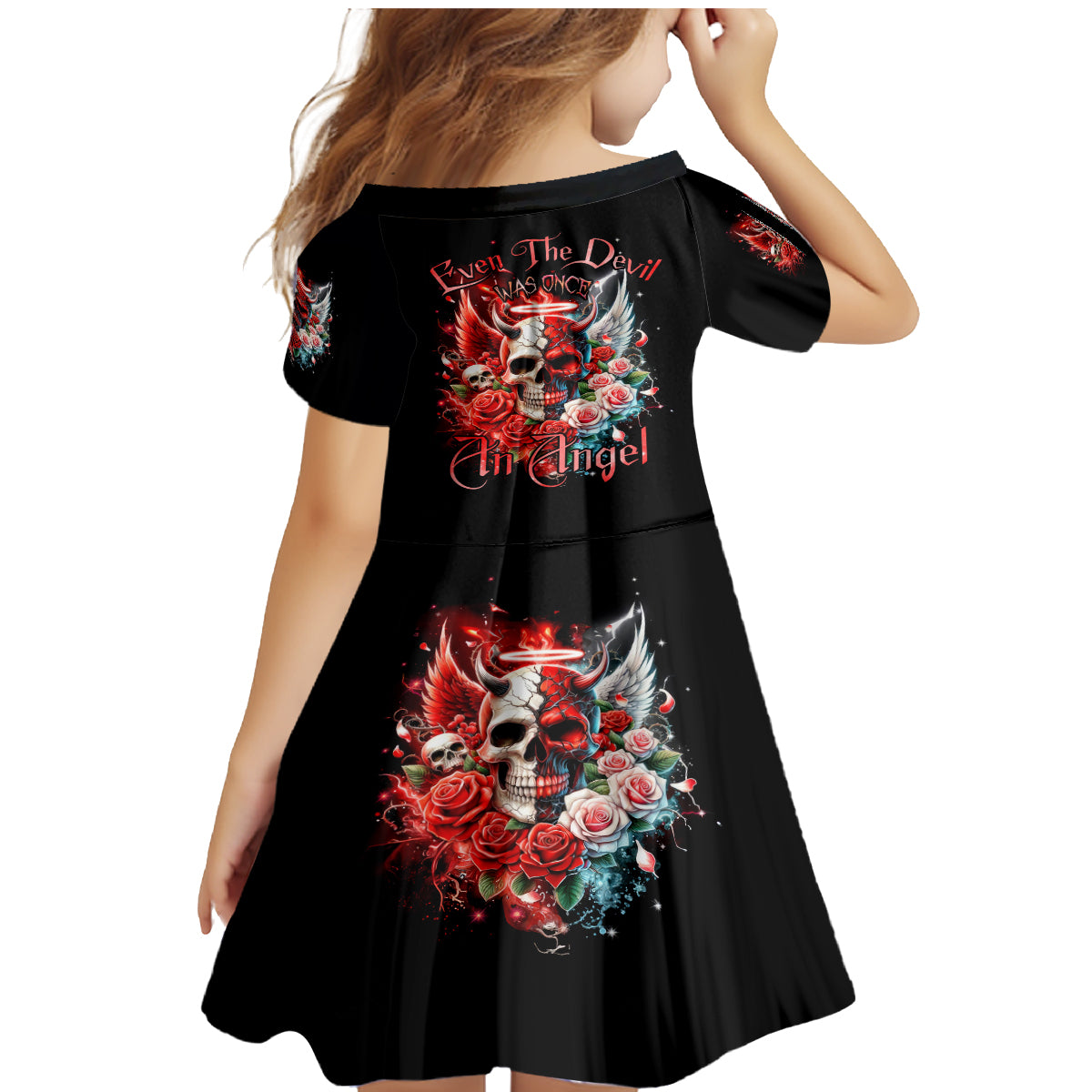 Evil Angel Skull Family Matching Mermaid Dress and Hawaiian Shirt Even The Devil Was Once An Angel - Wonder Print Shop