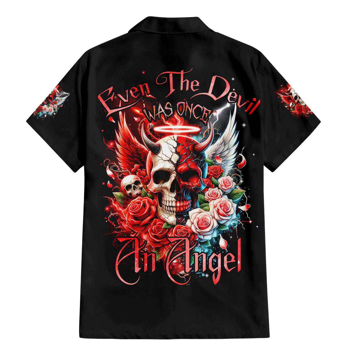 Evil Angel Skull Family Matching Mermaid Dress and Hawaiian Shirt Even The Devil Was Once An Angel - Wonder Print Shop