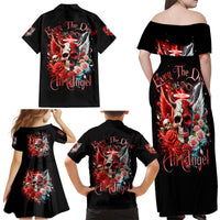 Evil Angel Skull Family Matching Off Shoulder Maxi Dress and Hawaiian Shirt Even The Devil Was Once An Angel - Wonder Print Shop