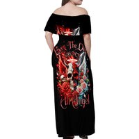 Evil Angel Skull Family Matching Off Shoulder Maxi Dress and Hawaiian Shirt Even The Devil Was Once An Angel - Wonder Print Shop