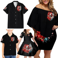 Evil Angel Skull Family Matching Off Shoulder Short Dress and Hawaiian Shirt Even The Devil Was Once An Angel - Wonder Print Shop