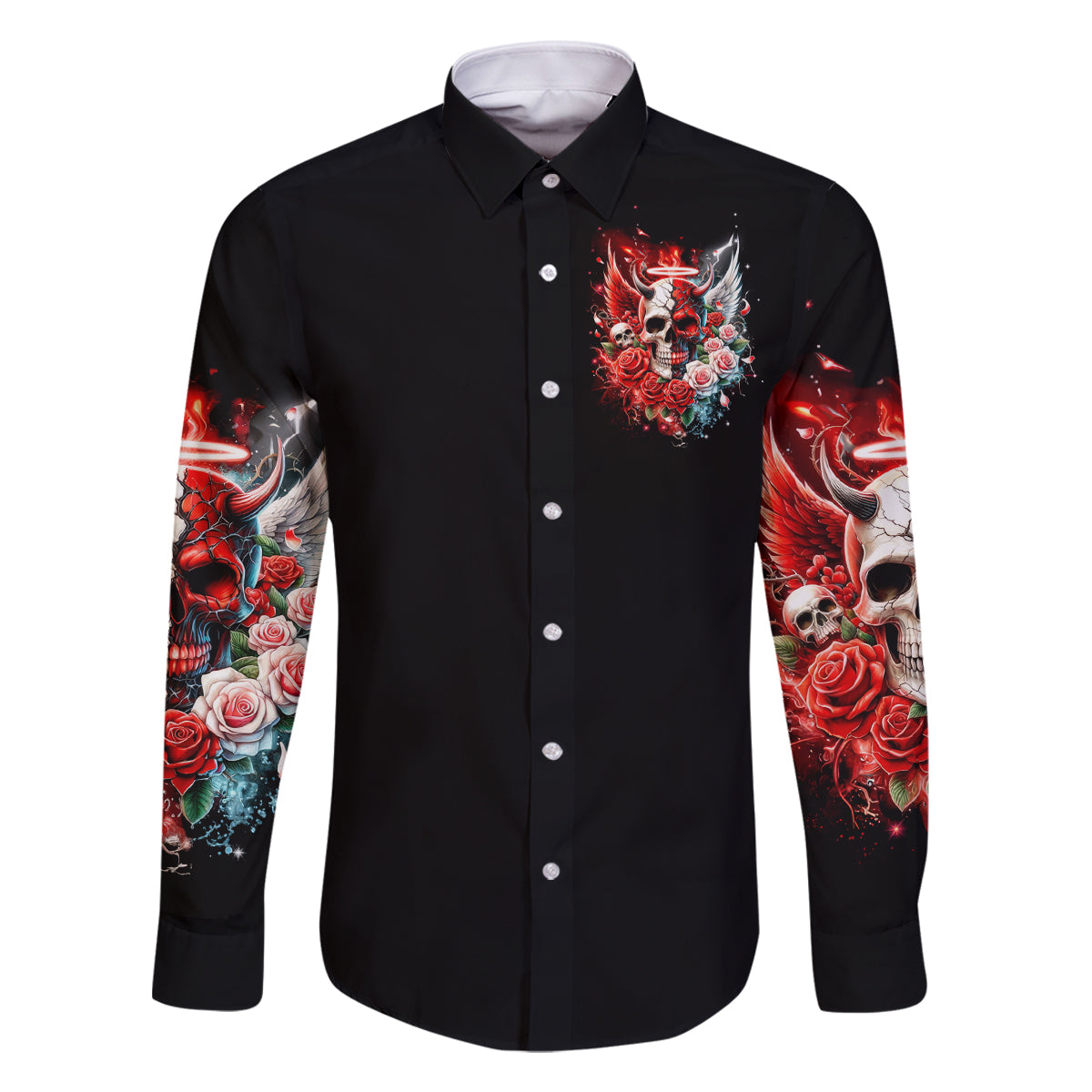 Evil Angel Skull Family Matching Summer Maxi Dress and Hawaiian Shirt Even The Devil Was Once An Angel - Wonder Print Shop