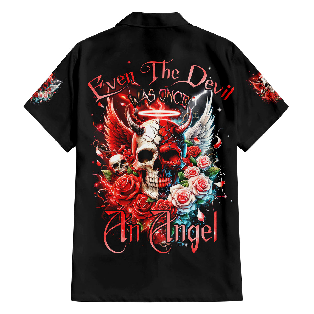 Evil Angel Skull Family Matching Tank Maxi Dress and Hawaiian Shirt Even The Devil Was Once An Angel - Wonder Print Shop