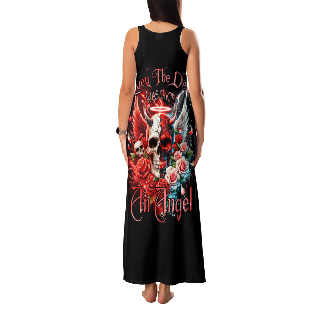 Evil Angel Skull Family Matching Tank Maxi Dress and Hawaiian Shirt Even The Devil Was Once An Angel - Wonder Print Shop