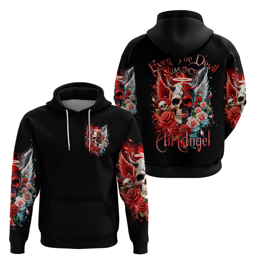 Evil Angel Skull Hoodie Even The Devil Was Once An Angel - Wonder Print Shop
