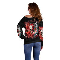 Evil Angel Skull Off Shoulder Sweater Even The Devil Was Once An Angel - Wonder Print Shop