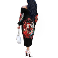 Evil Angel Skull Off The Shoulder Long Sleeve Dress Even The Devil Was Once An Angel - Wonder Print Shop