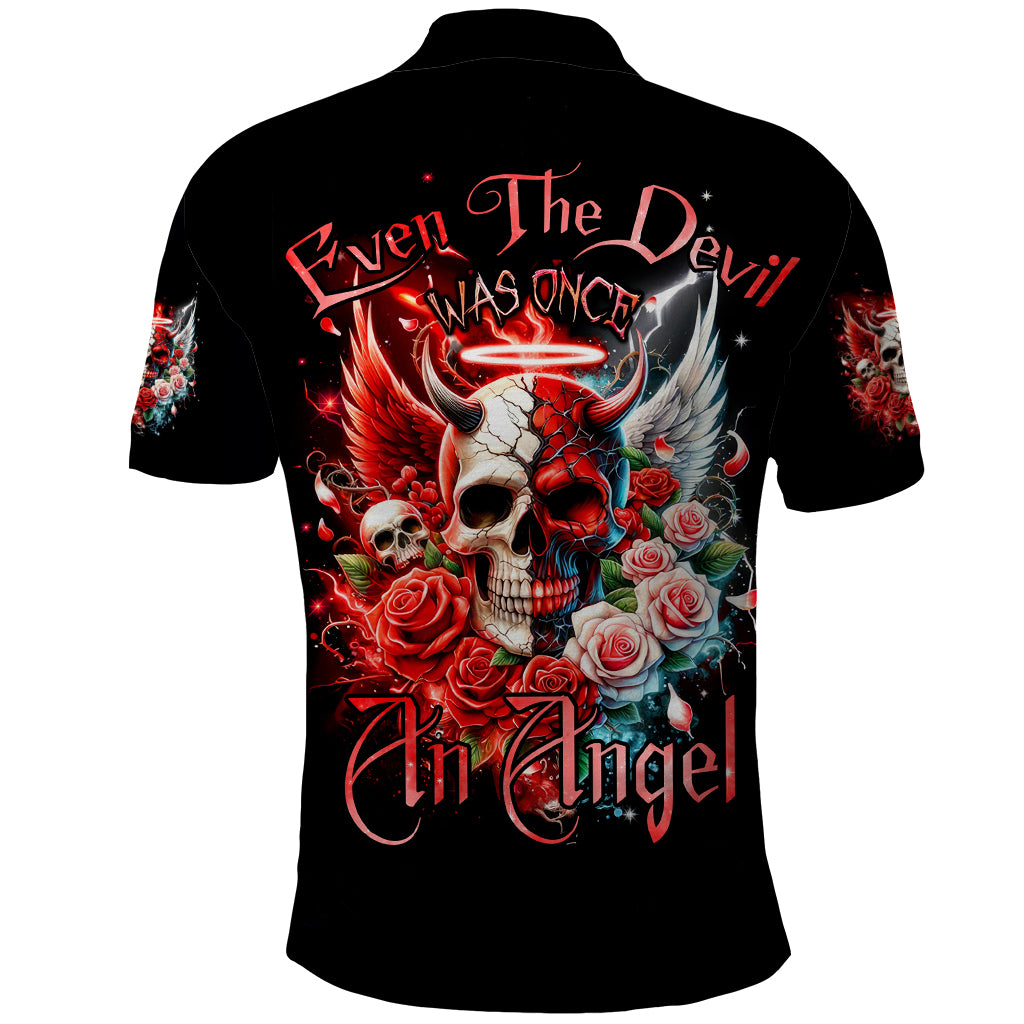 Evil Angel Skull Polo Shirt Even The Devil Was Once An Angel - Wonder Print Shop