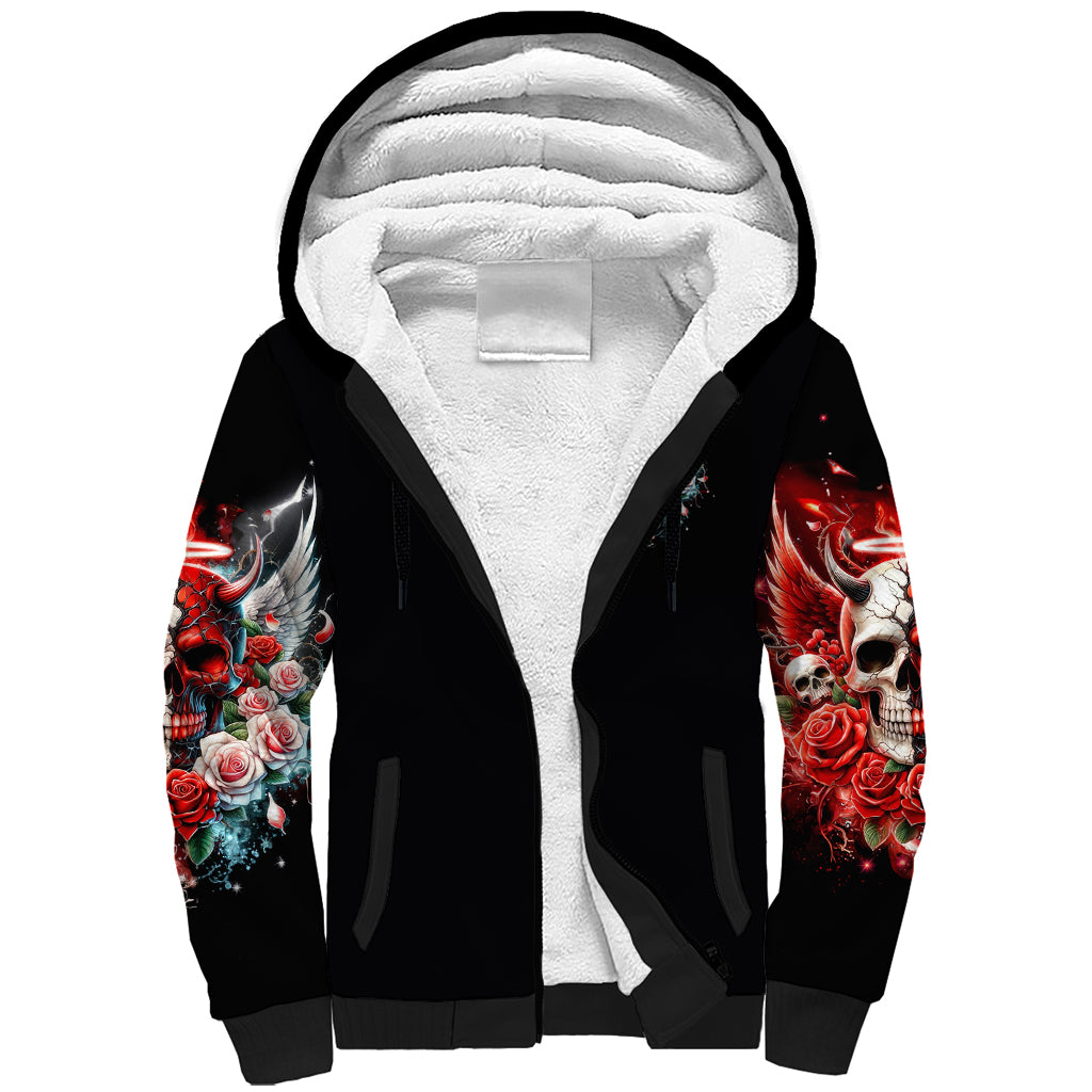 Evil Angel Skull Sherpa Hoodie Even The Devil Was Once An Angel - Wonder Print Shop
