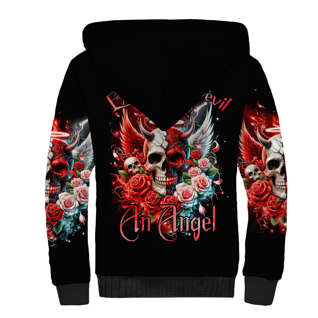 Evil Angel Skull Sherpa Hoodie Even The Devil Was Once An Angel - Wonder Print Shop