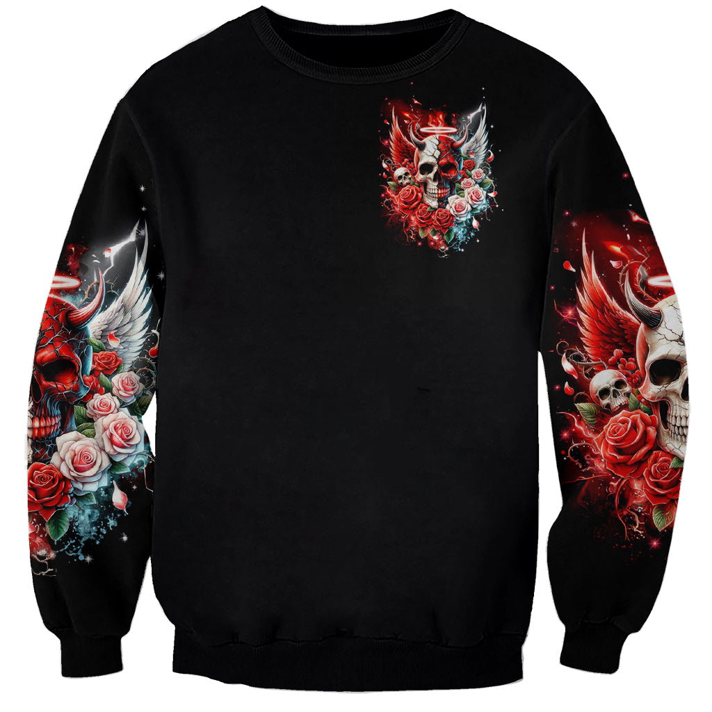 Evil Angel Skull Sweatshirt Even The Devil Was Once An Angel - Wonder Print Shop