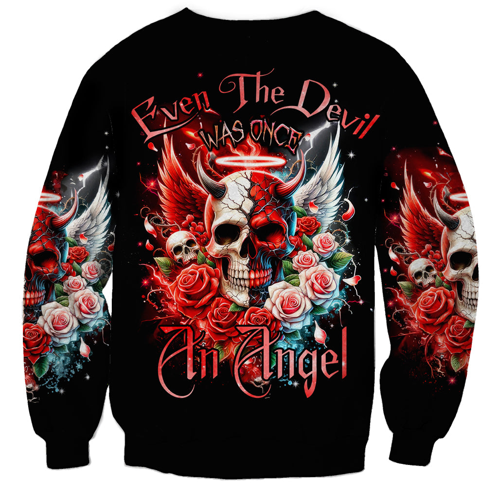 Evil Angel Skull Sweatshirt Even The Devil Was Once An Angel - Wonder Print Shop