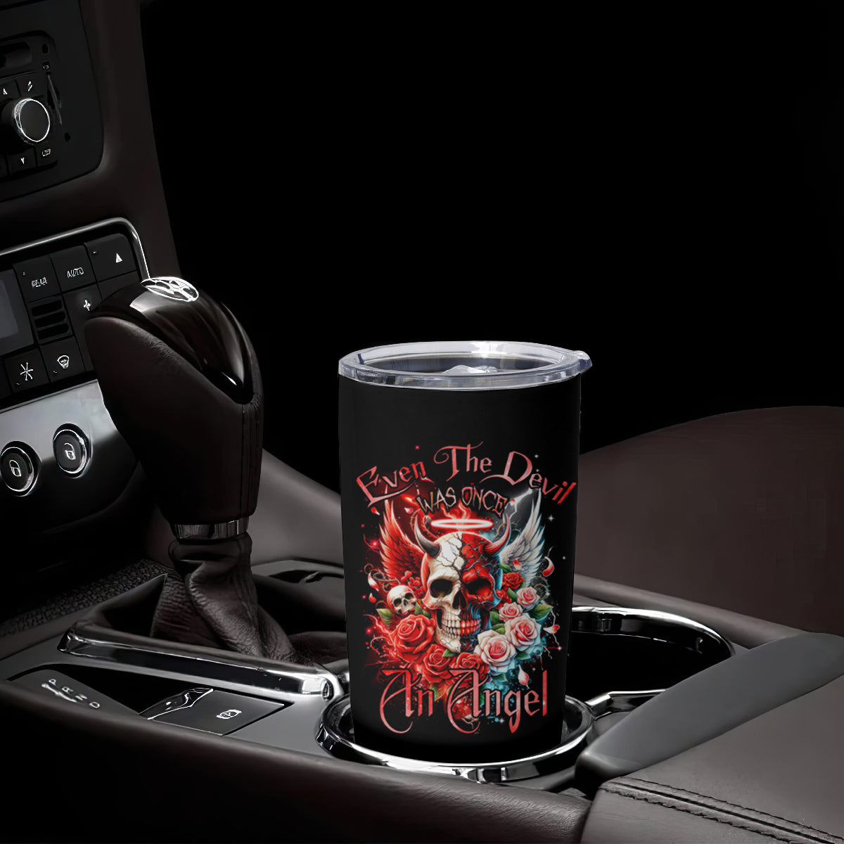 Evil Angel Skull Tumbler Cup Even The Devil Was Once An Angel - Wonder Print Shop