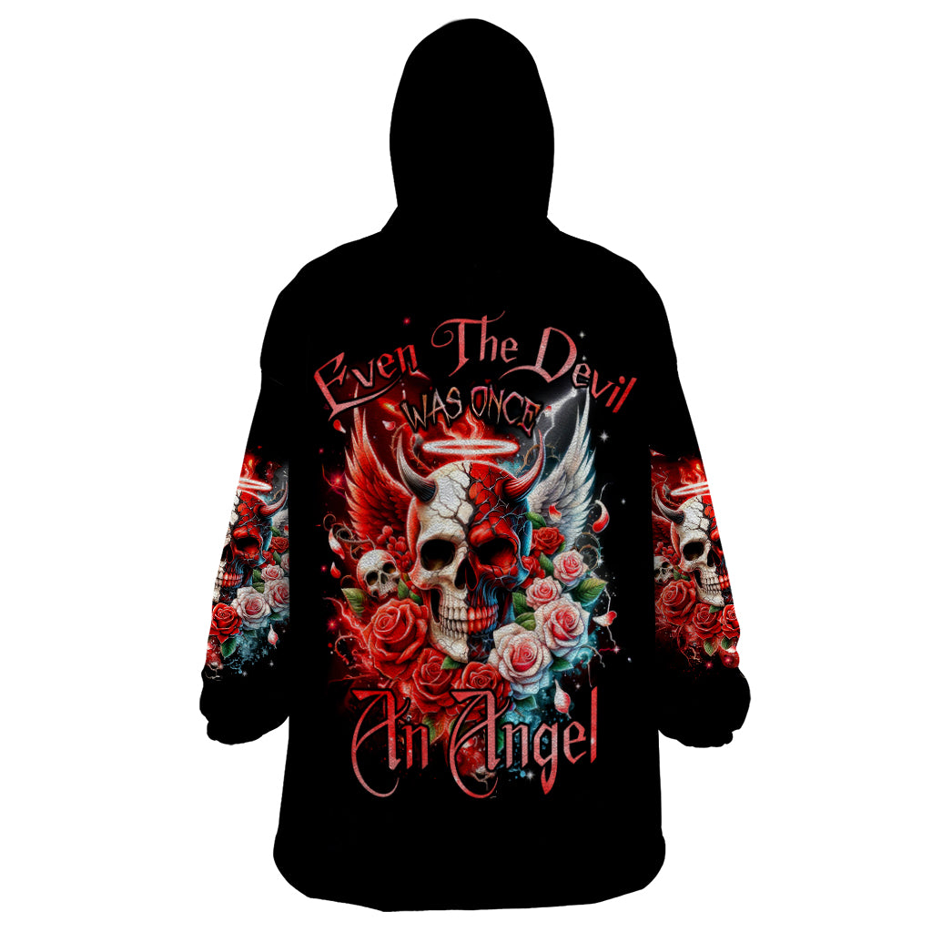 Evil Angel Skull Wearable Blanket Hoodie Even The Devil Was Once An Angel - Wonder Print Shop