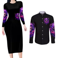 Reaper Skull Couples Matching Long Sleeve Bodycon Dress and Long Sleeve Button Shirt I'm Not Anti-Social I'm Just Not User Friendly - Wonder Print Shop