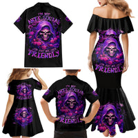 Reaper Skull Family Matching Mermaid Dress and Hawaiian Shirt I'm Not Anti-Social I'm Just Not User Friendly - Wonder Print Shop