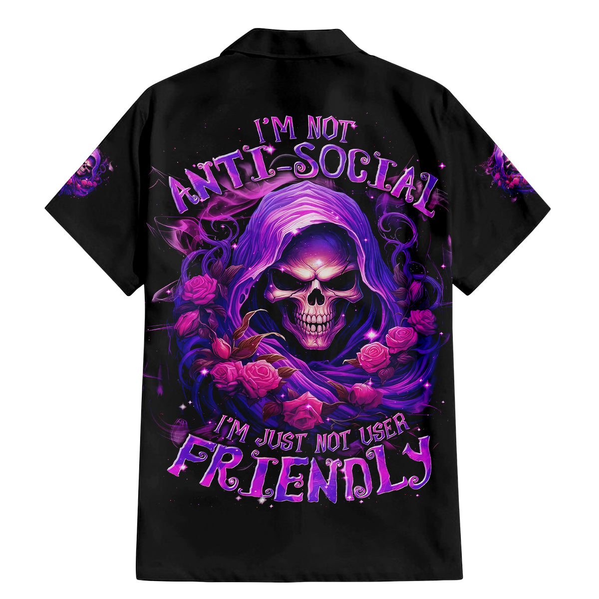 Reaper Skull Family Matching Mermaid Dress and Hawaiian Shirt I'm Not Anti-Social I'm Just Not User Friendly - Wonder Print Shop