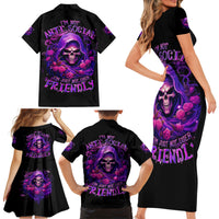 Reaper Skull Family Matching Short Sleeve Bodycon Dress and Hawaiian Shirt I'm Not Anti-Social I'm Just Not User Friendly - Wonder Print Shop