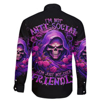 Reaper Skull Family Matching Short Sleeve Bodycon Dress and Hawaiian Shirt I'm Not Anti-Social I'm Just Not User Friendly - Wonder Print Shop