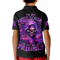 Reaper Skull Kid Polo Shirt I'm Not Anti-Social I'm Just Not User Friendly - Wonder Print Shop