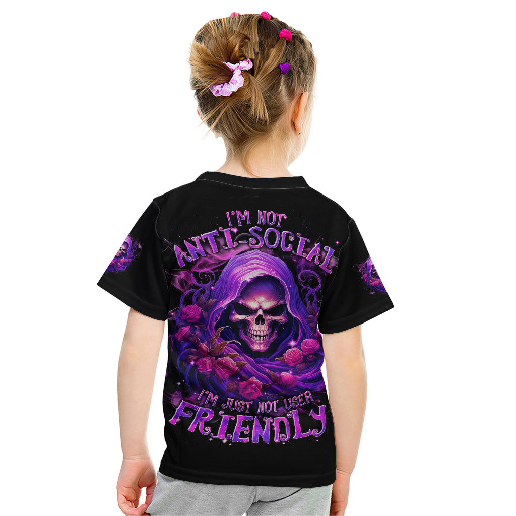 Reaper Skull Kid T Shirt I'm Not Anti-Social I'm Just Not User Friendly - Wonder Print Shop