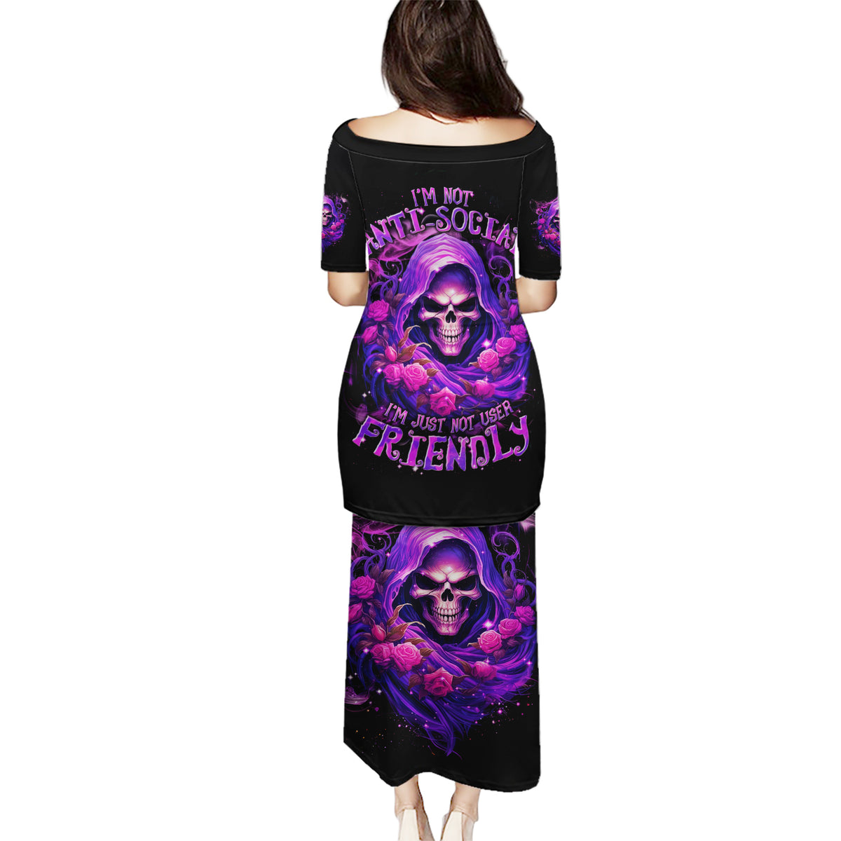 Reaper Skull Puletasi I'm Not Anti-Social I'm Just Not User Friendly - Wonder Print Shop